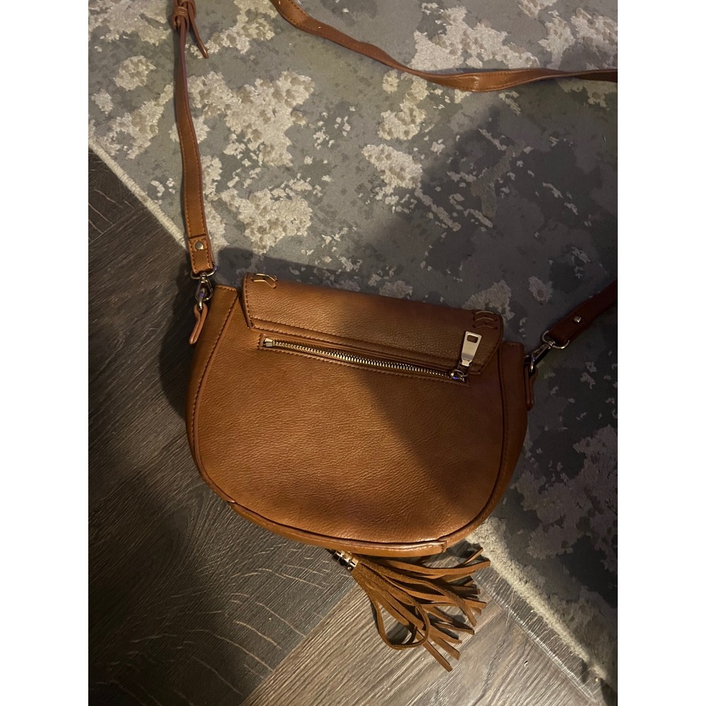 Moda Luxe Saddle Bag Crossbody Purse Faux‎ Leather Tassel Brown